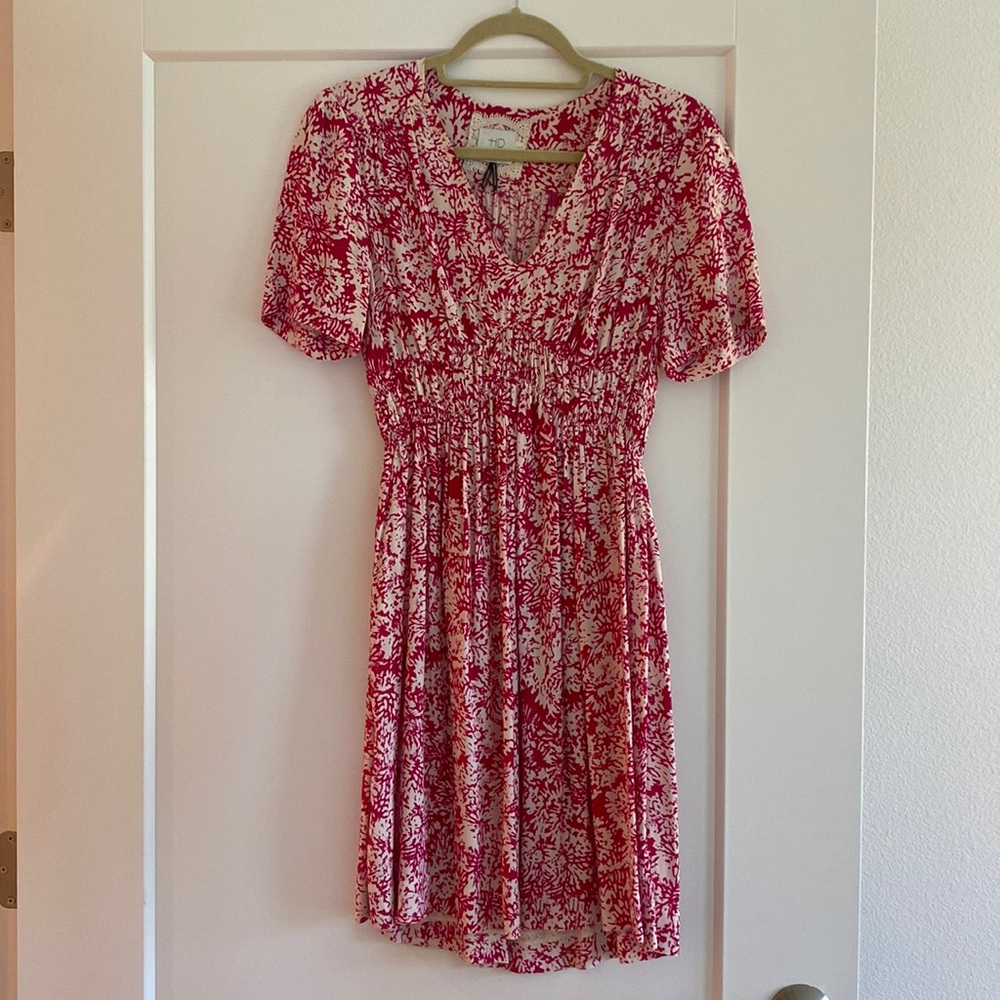 Pink and white floral Parisian dress